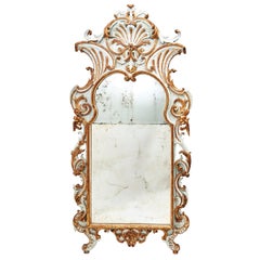 Large Italian Parcel Gilt and Pale Blue Ground Baroque Mirror, circa 1750