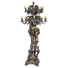 Large Italian Patinated Bronze Chandeliers late 19th Century
