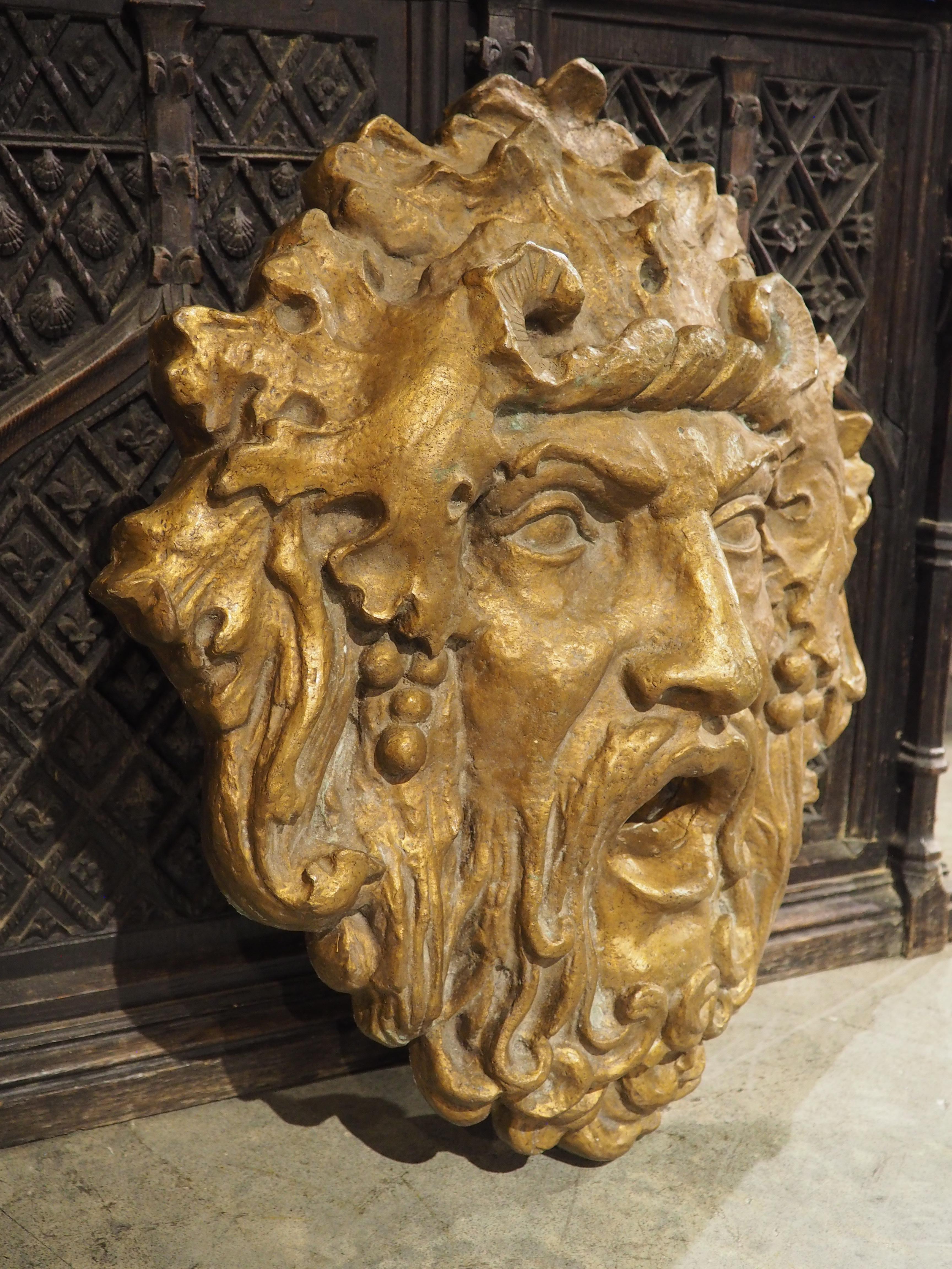 Large Italian Patinated Bronze Fountain Element of Bacchus, 20th C. For Sale 4