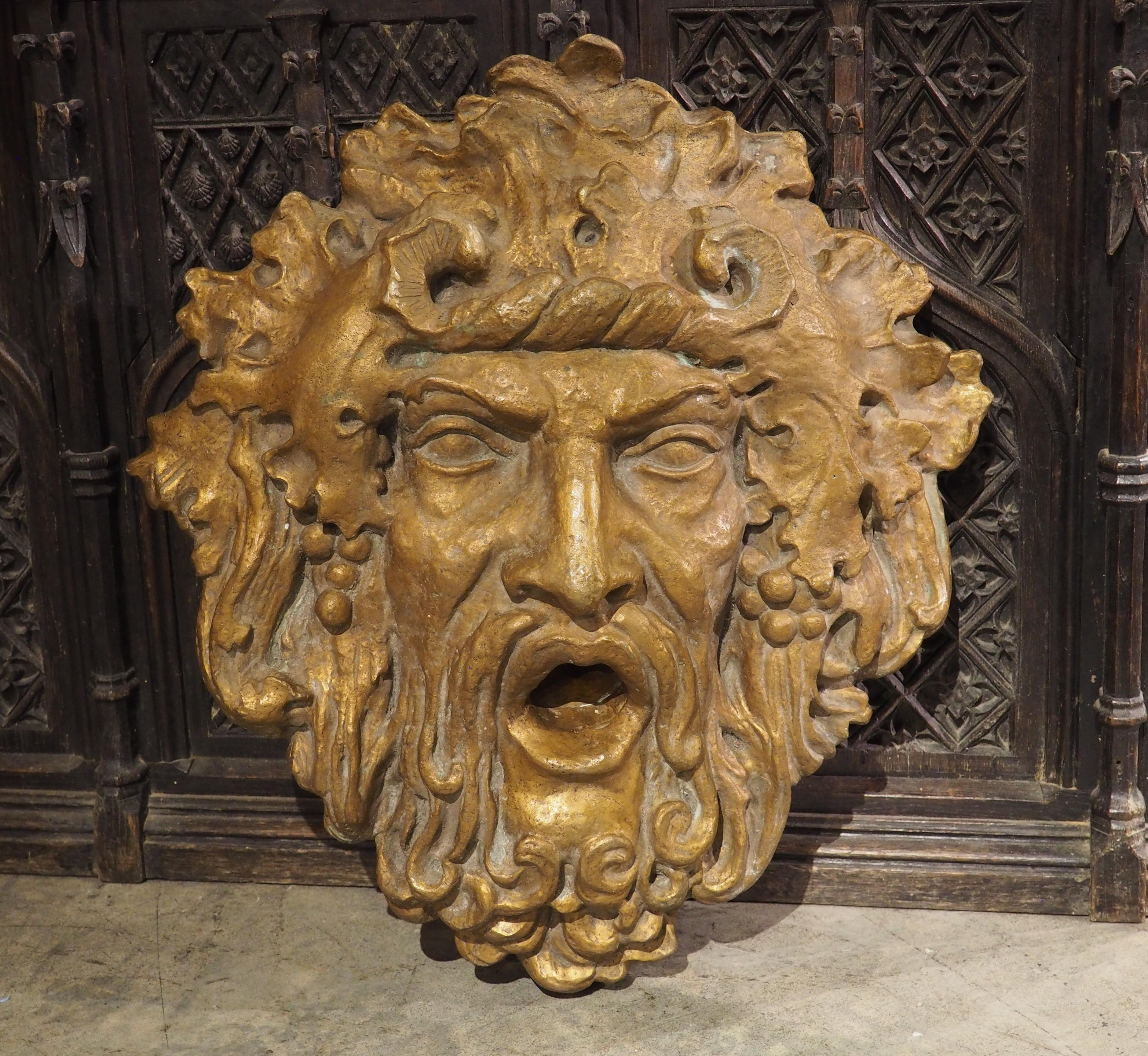 Large Italian Patinated Bronze Fountain Element of Bacchus, 20th C. For Sale 8