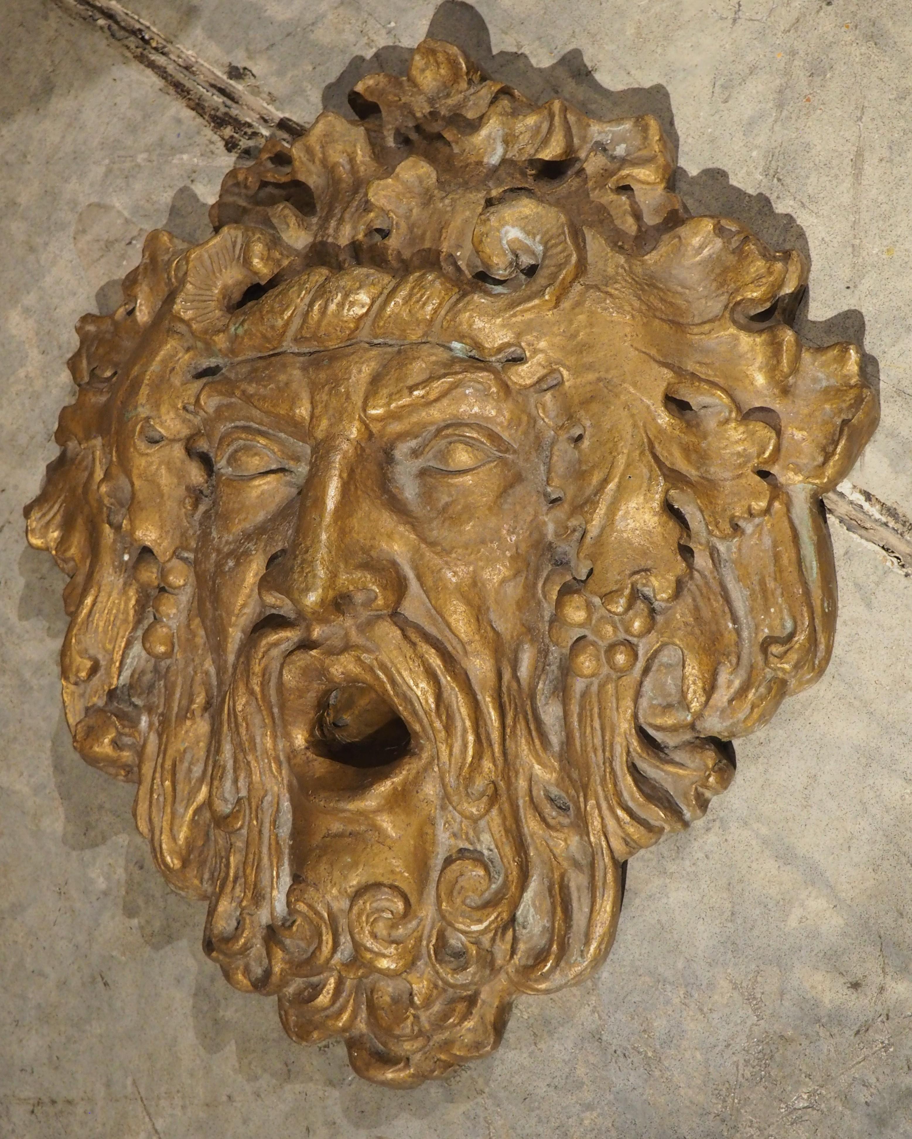 Neoclassical Large Italian Patinated Bronze Fountain Element of Bacchus, 20th C. For Sale