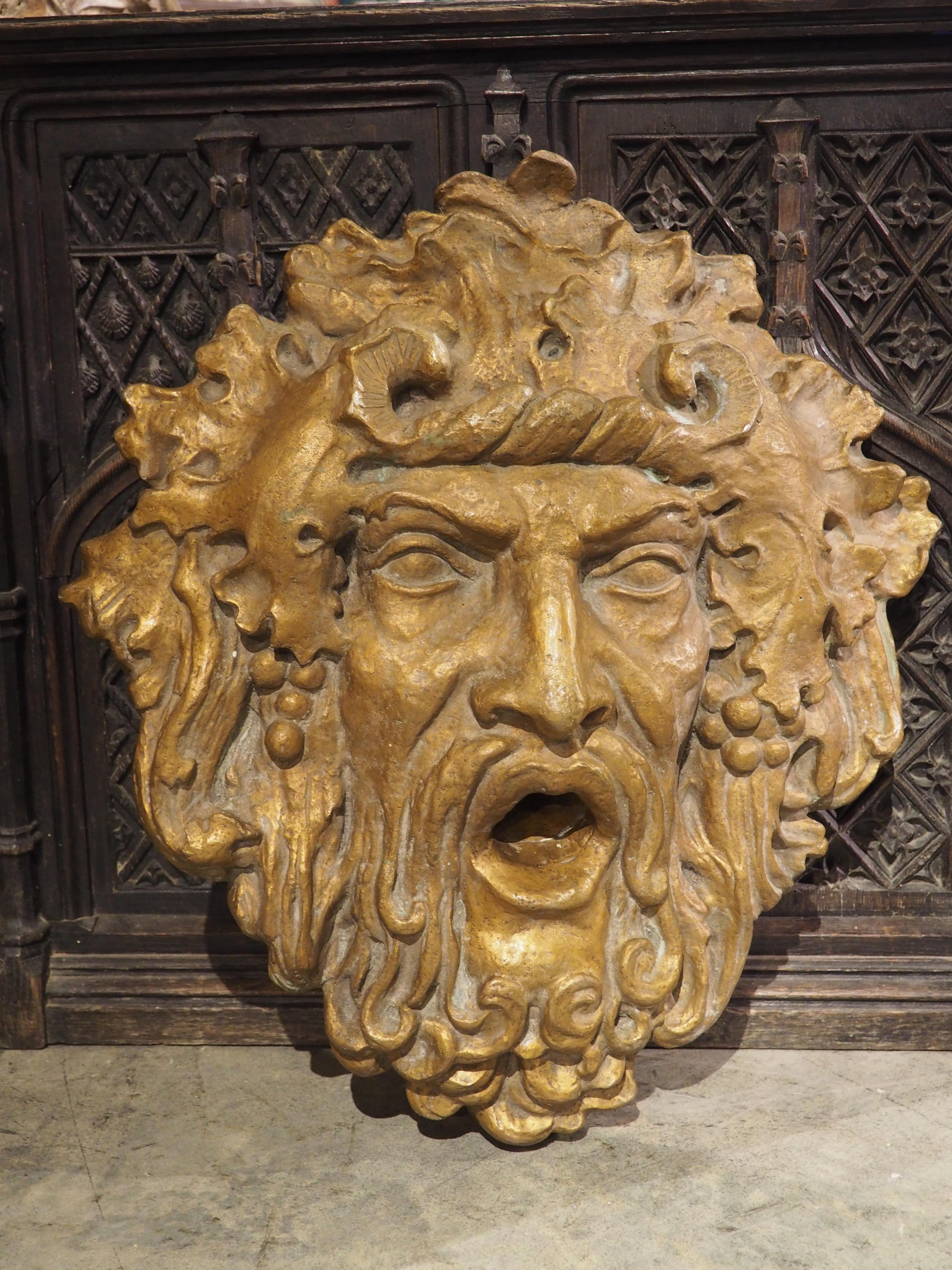 Large Italian Patinated Bronze Fountain Element of Bacchus, 20th C. In Good Condition For Sale In Dallas, TX