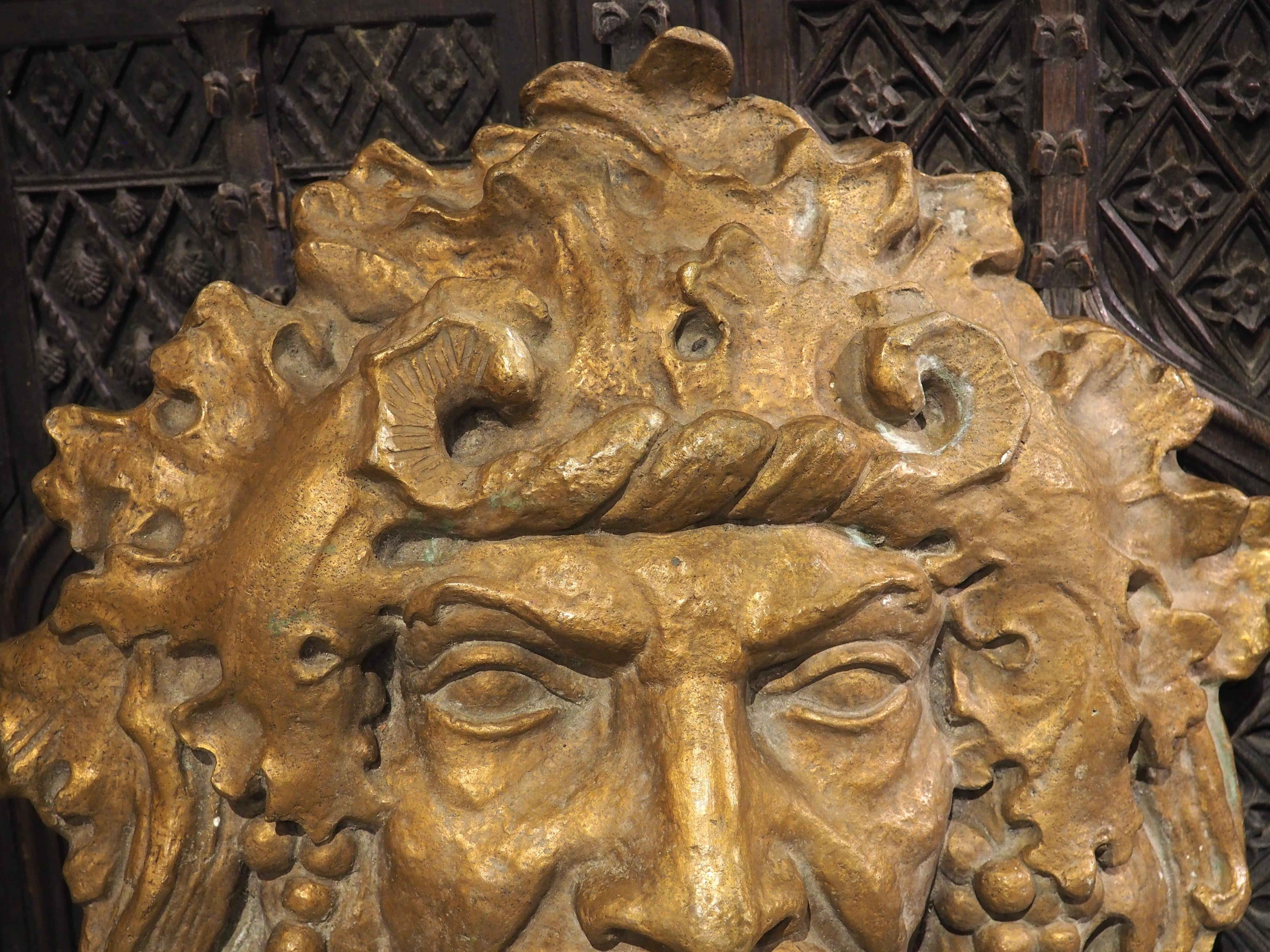 20th Century Large Italian Patinated Bronze Fountain Element of Bacchus, 20th C. For Sale