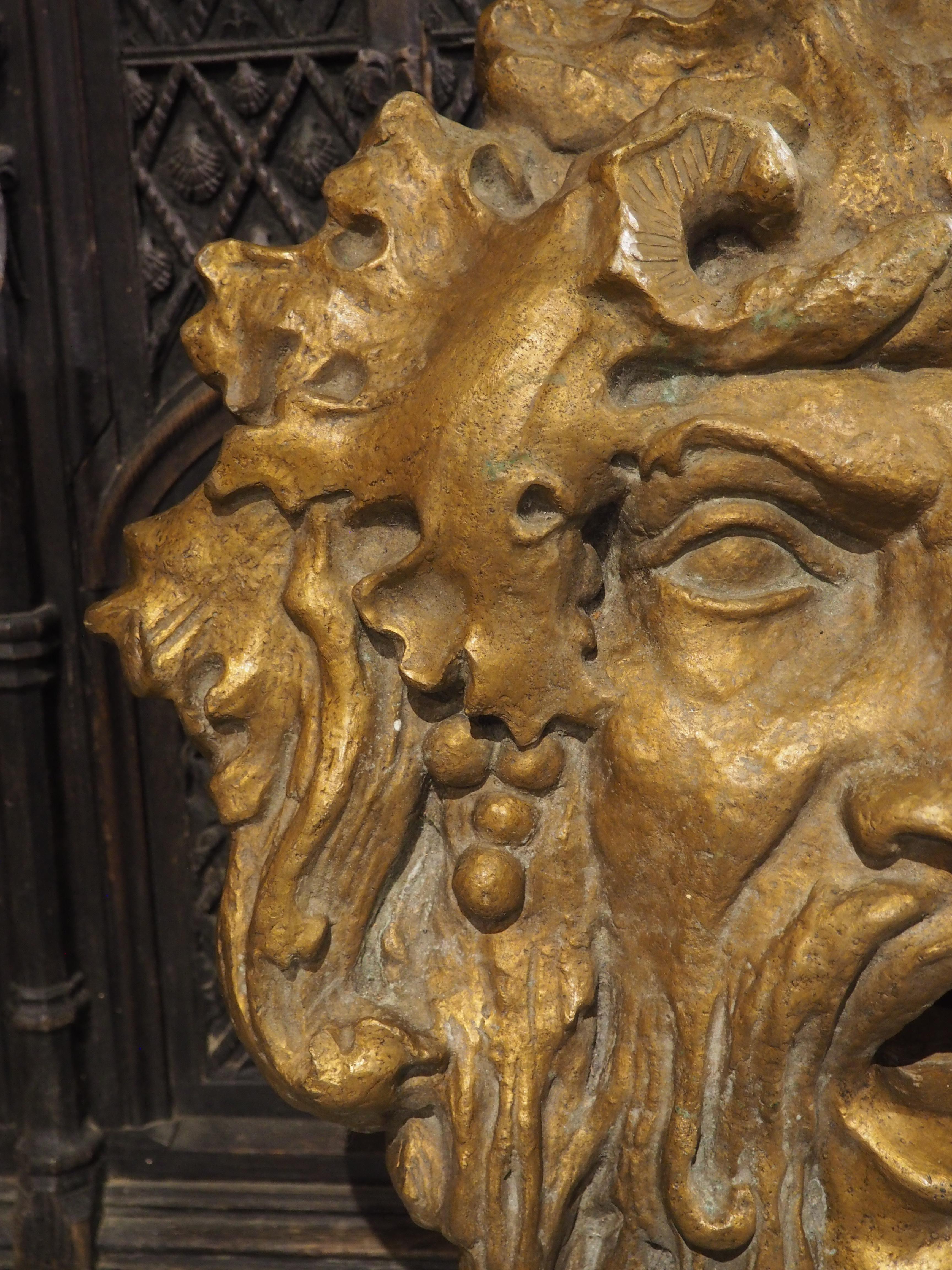 Metal Large Italian Patinated Bronze Fountain Element of Bacchus, 20th C. For Sale