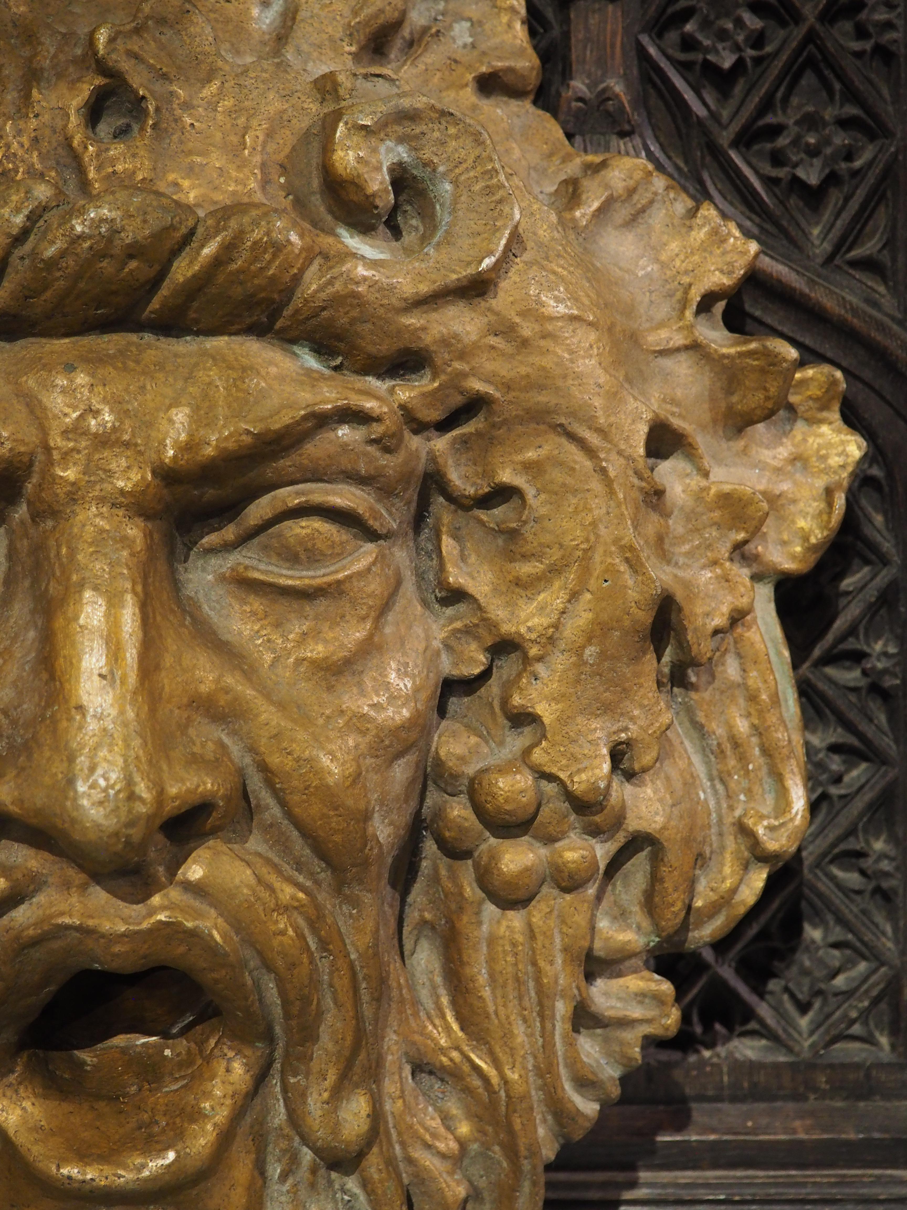 Large Italian Patinated Bronze Fountain Element of Bacchus, 20th C. For Sale 1