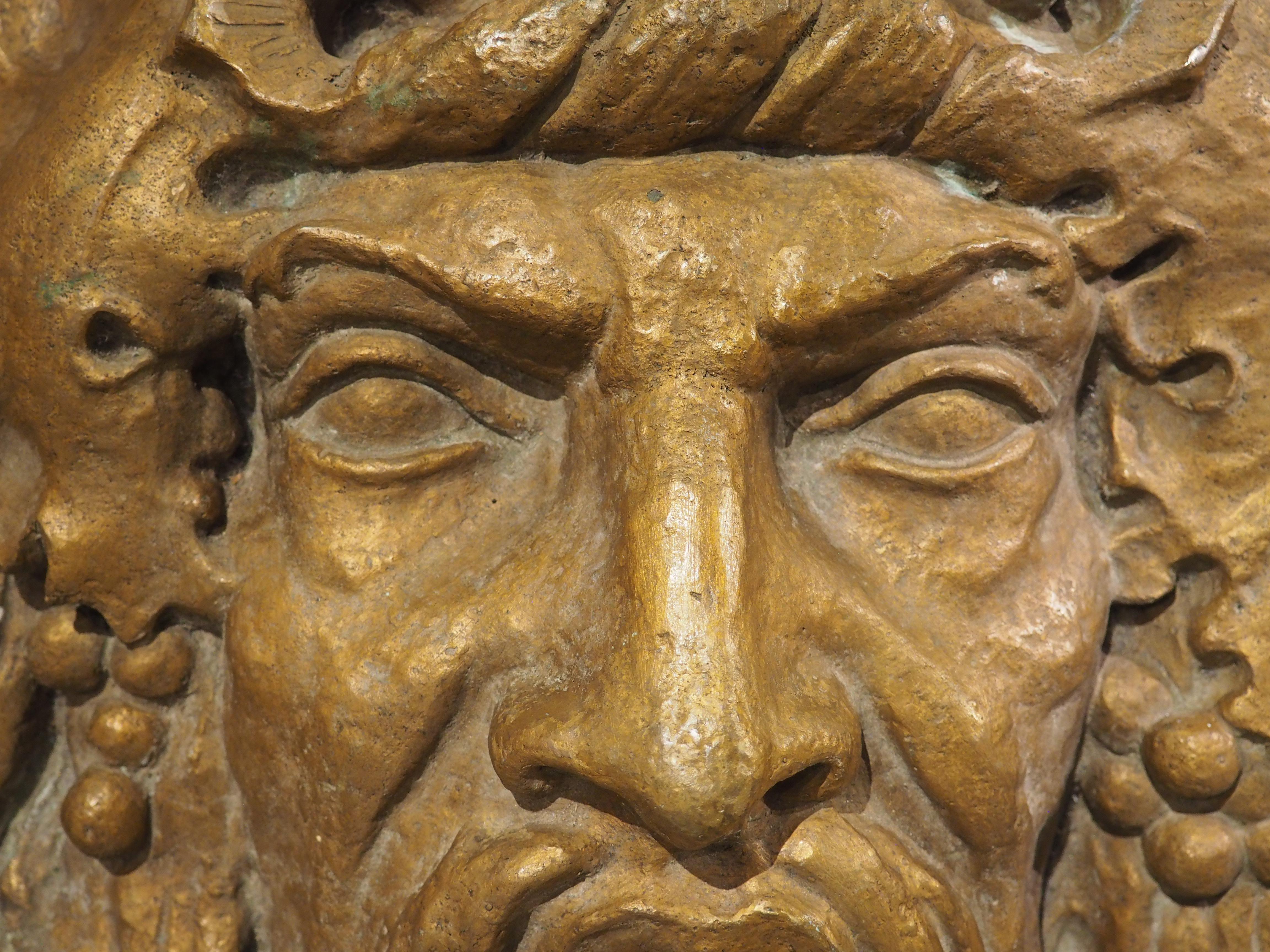 Large Italian Patinated Bronze Fountain Element of Bacchus, 20th C. For Sale 3