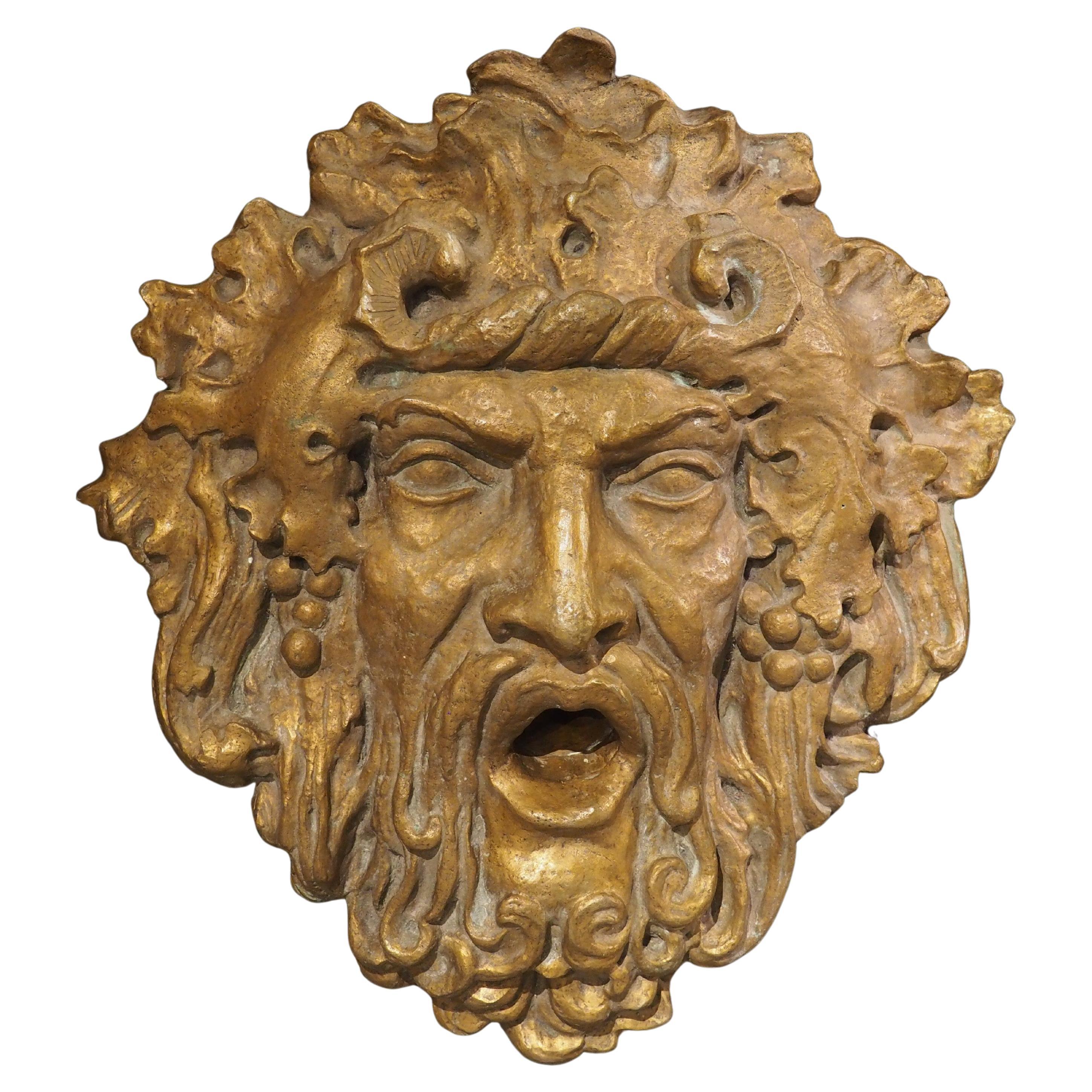 Large Italian Patinated Bronze Fountain Element of Bacchus, 20th C. For Sale