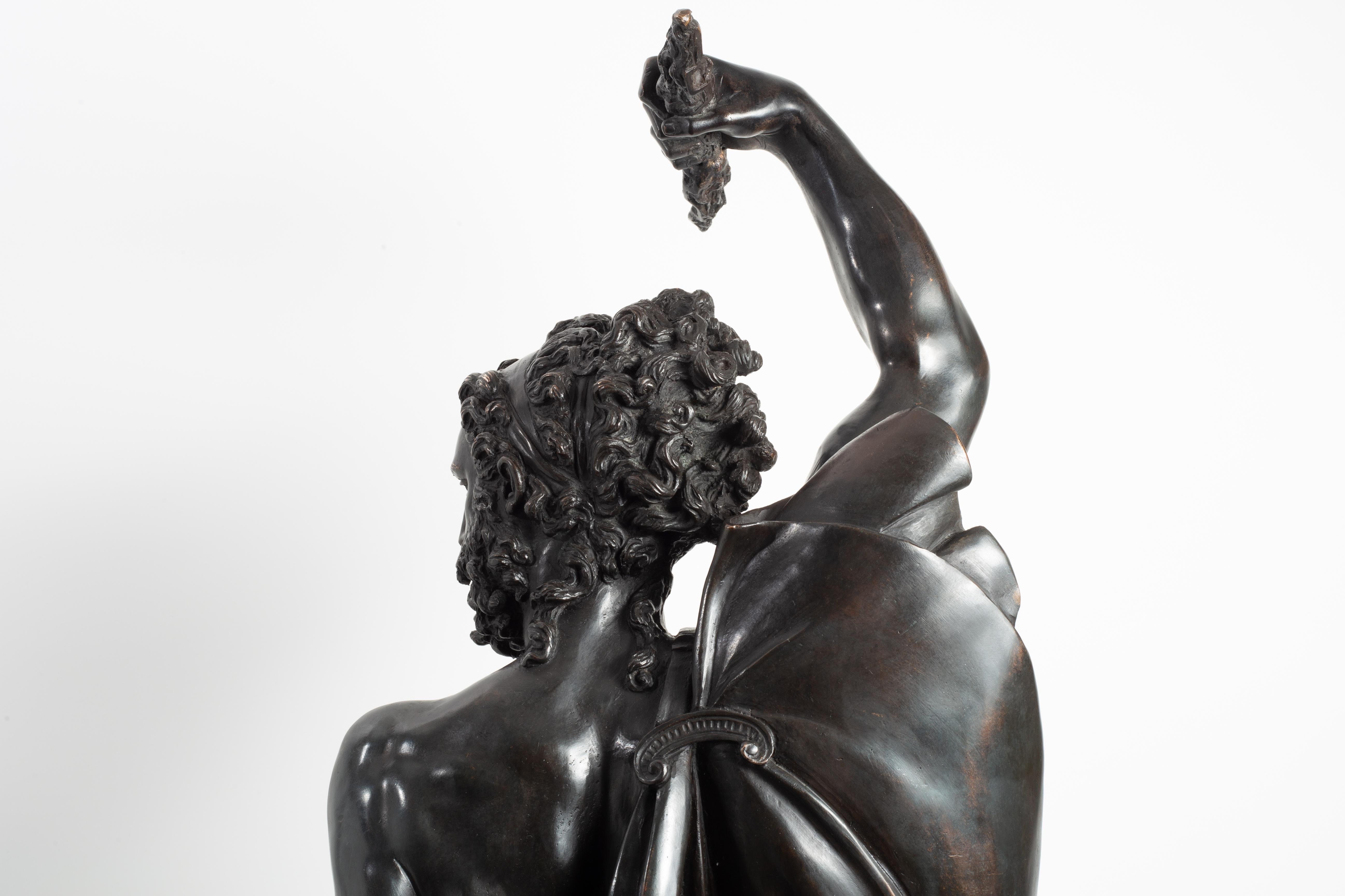 Large Italian Patinated Bronze Jupiter After Cellini, Cast by Marinelli Florence For Sale 4