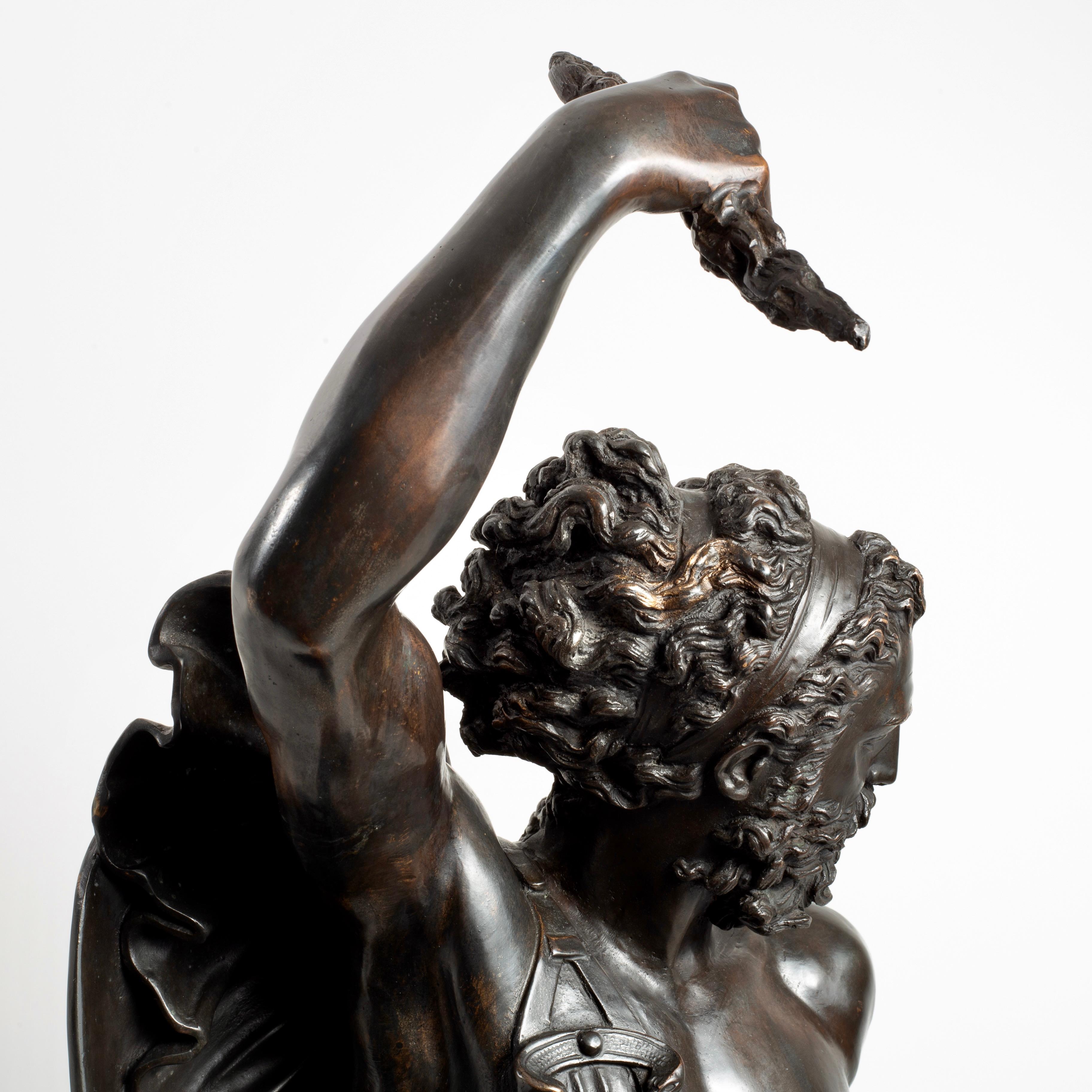 Large Italian Patinated Bronze Jupiter After Cellini, Cast by Marinelli Florence For Sale 5