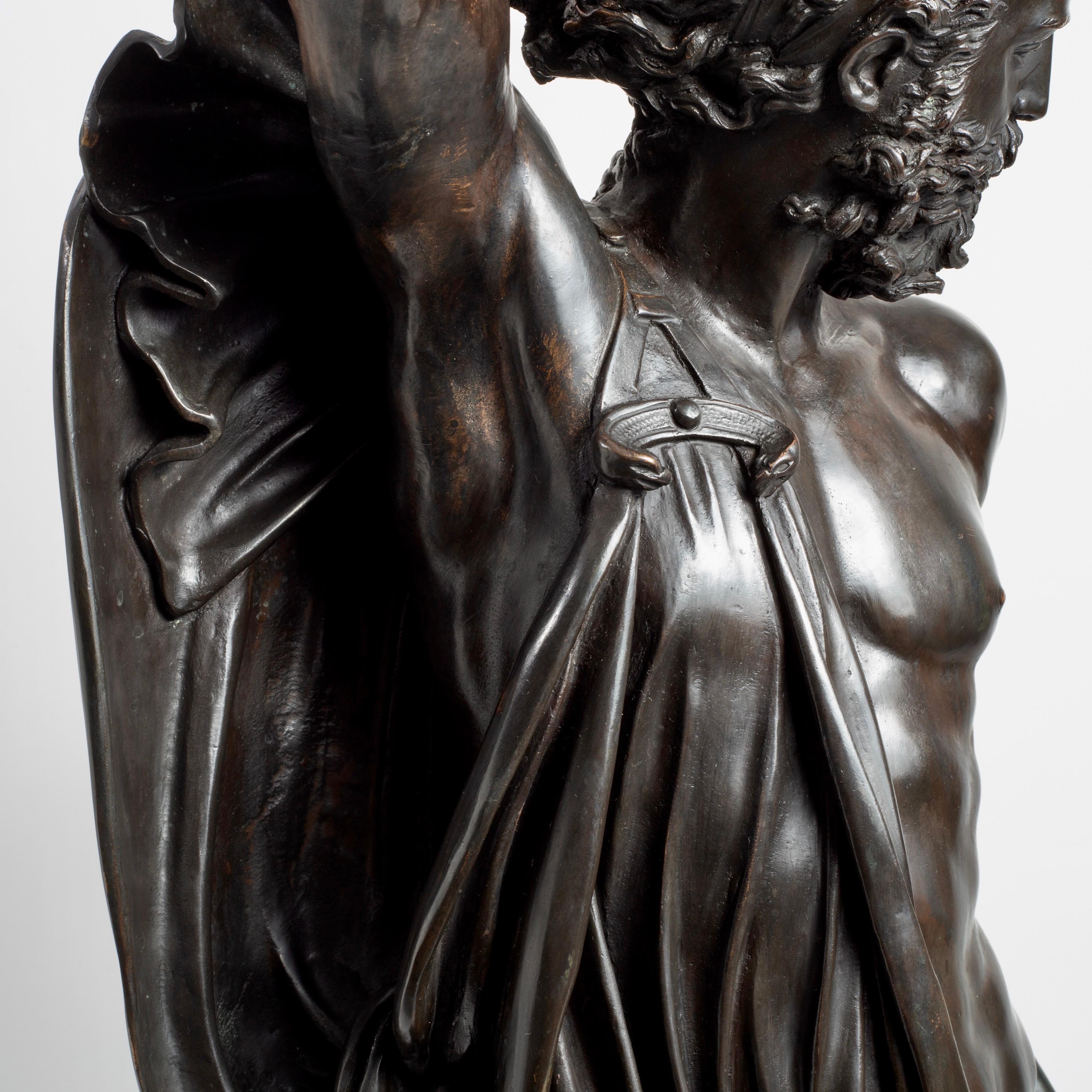 Large Italian Patinated Bronze Jupiter After Cellini, Cast by Marinelli Florence For Sale 6