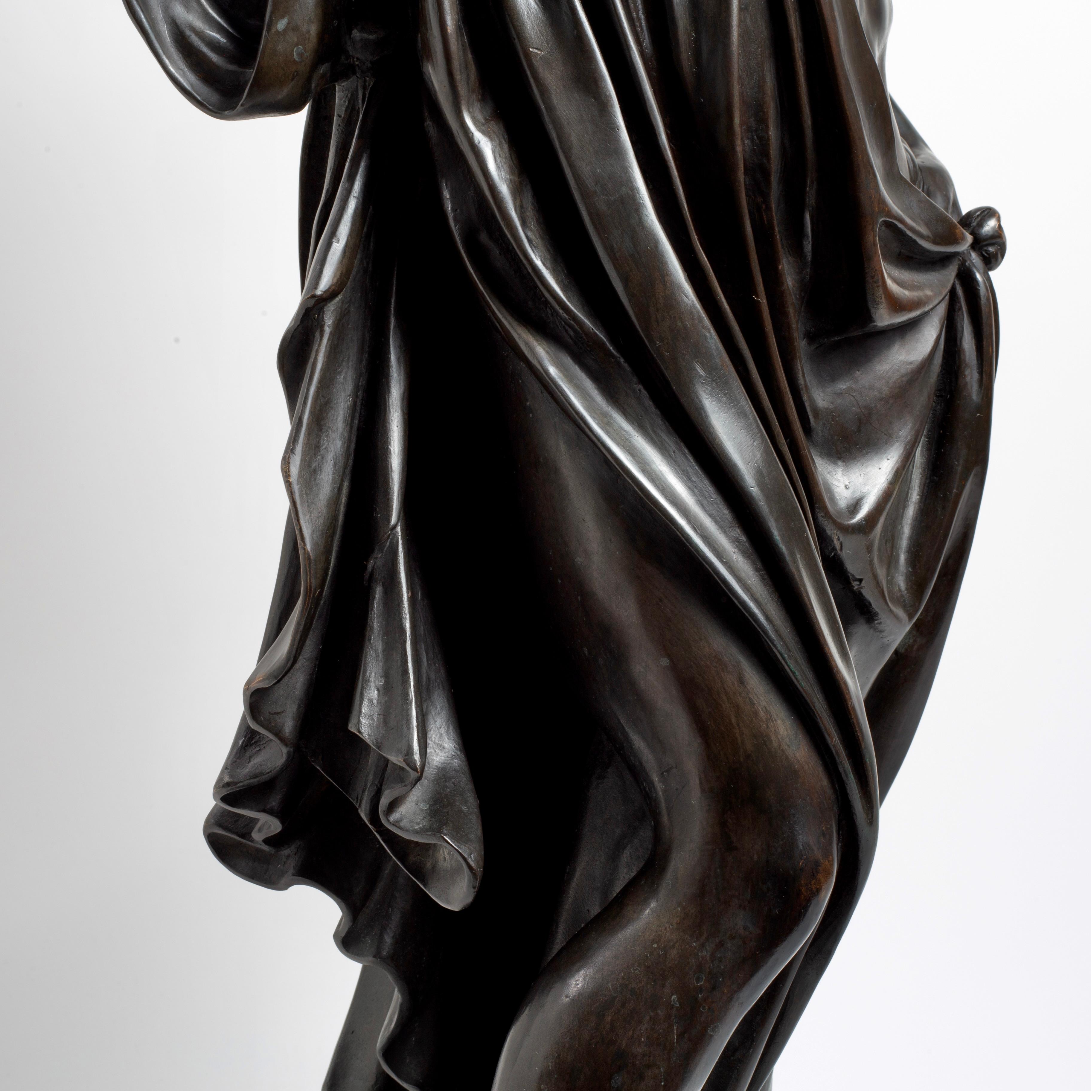 Large Italian Patinated Bronze Jupiter After Cellini, Cast by Marinelli Florence For Sale 8