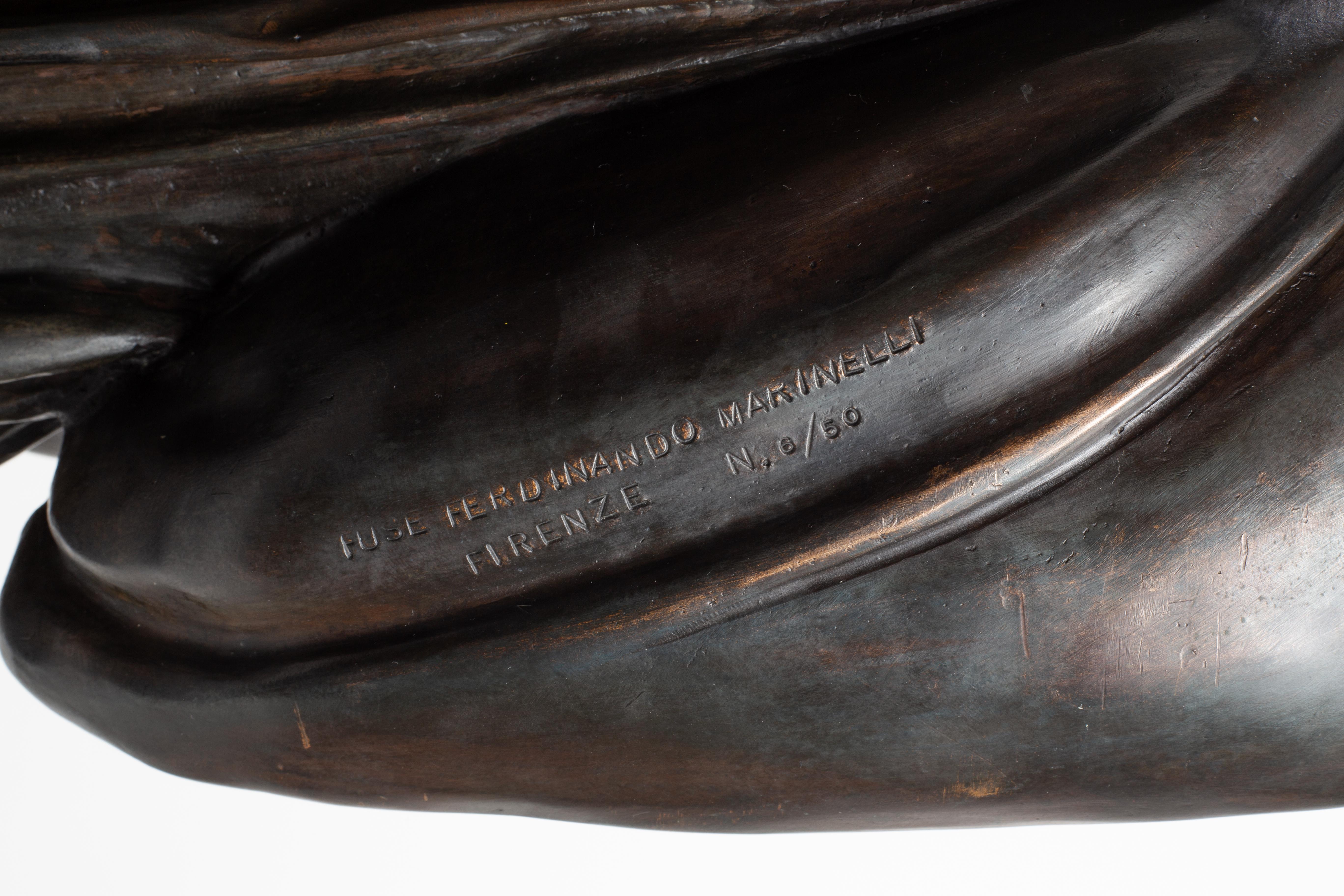 Large Italian Patinated Bronze Jupiter After Cellini, Cast by Marinelli Florence For Sale 10