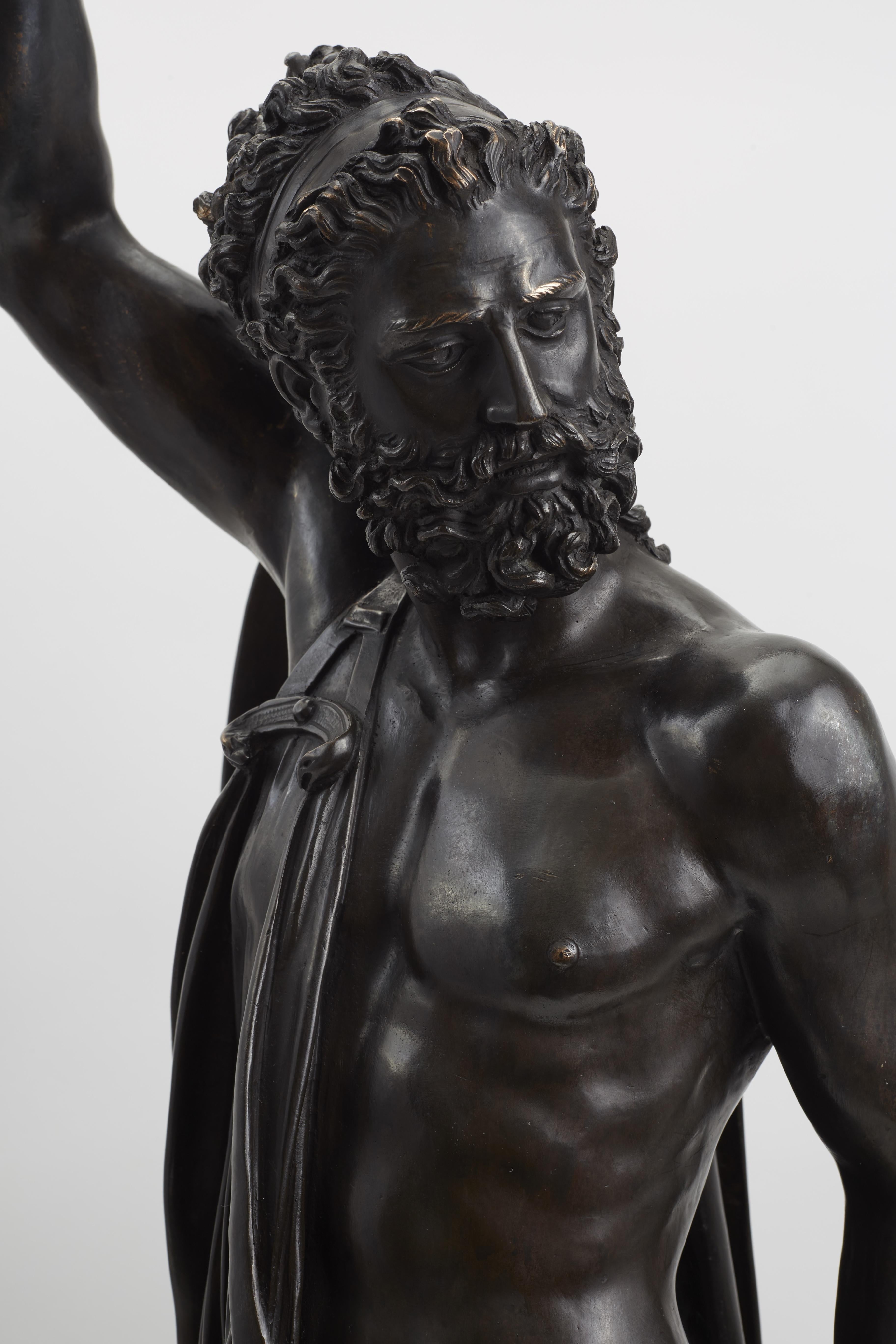 Large Italian Patinated Bronze Jupiter After Cellini, Cast by Marinelli Florence For Sale 1
