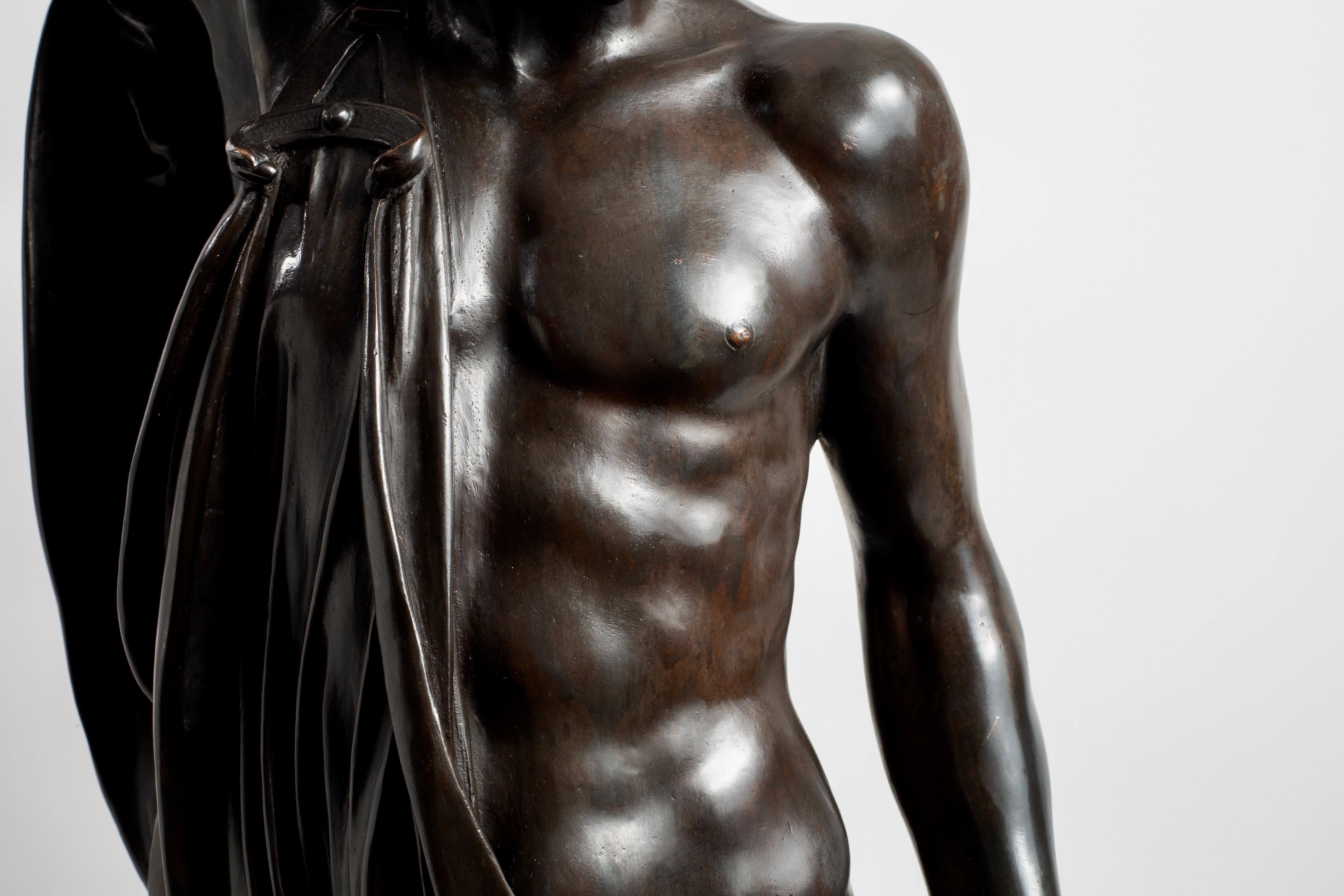 Large Italian Patinated Bronze Jupiter After Cellini, Cast by Marinelli Florence For Sale 2