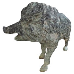 Large Italian Patinated Bronze Wild Boar Sculpture, 1950s