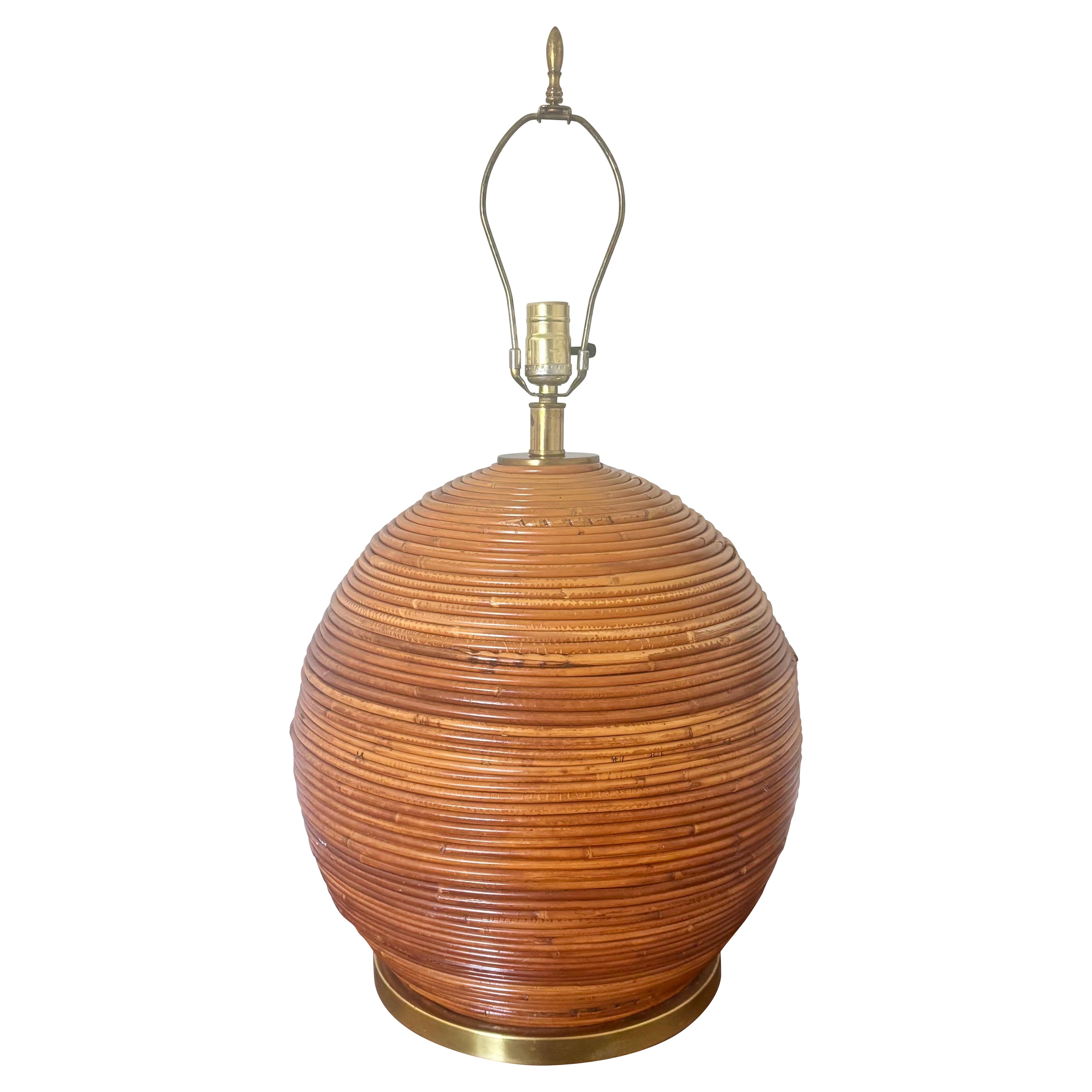 Grande lampe italienne en roseau au crayon attribuée à Vivai del Sud en vente