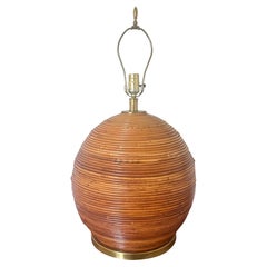 Grande lampe italienne en roseau au crayon attribuée à Vivai del Sud