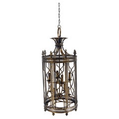 Large Italian Pendant Bronze Oxide Gilt Ornate Metal Light Fixture Chandelier