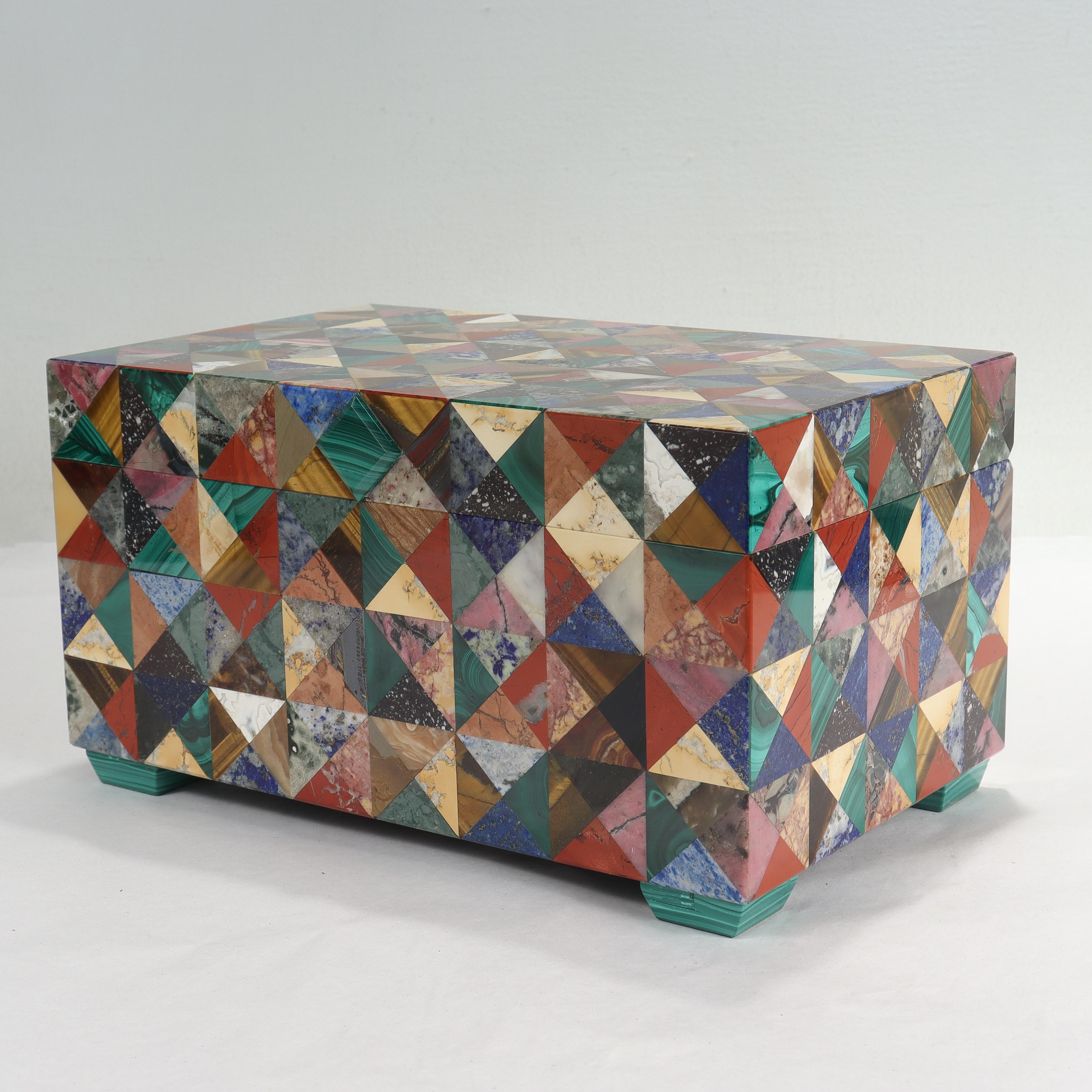 Large Italian Specimen Pietra Dura Marble & Inlaid Hardstone Table Box / Casket 4