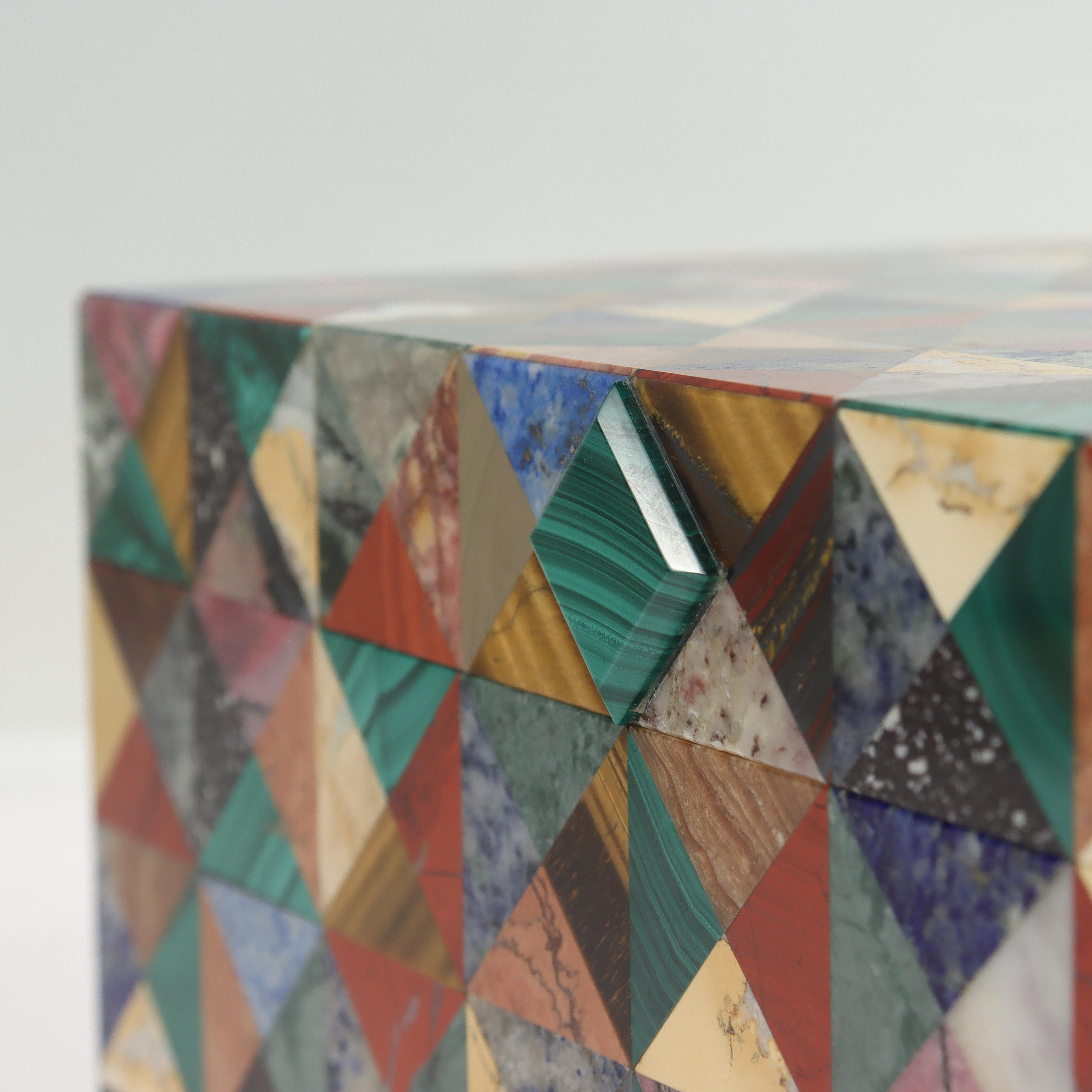 20th Century Large Italian Specimen Pietra Dura Marble & Inlaid Hardstone Table Box / Casket