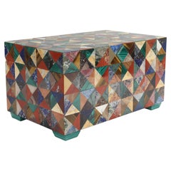 Large Italian Specimen Pietra Dura Marble & Inlaid Hardstone Table Box / Casket