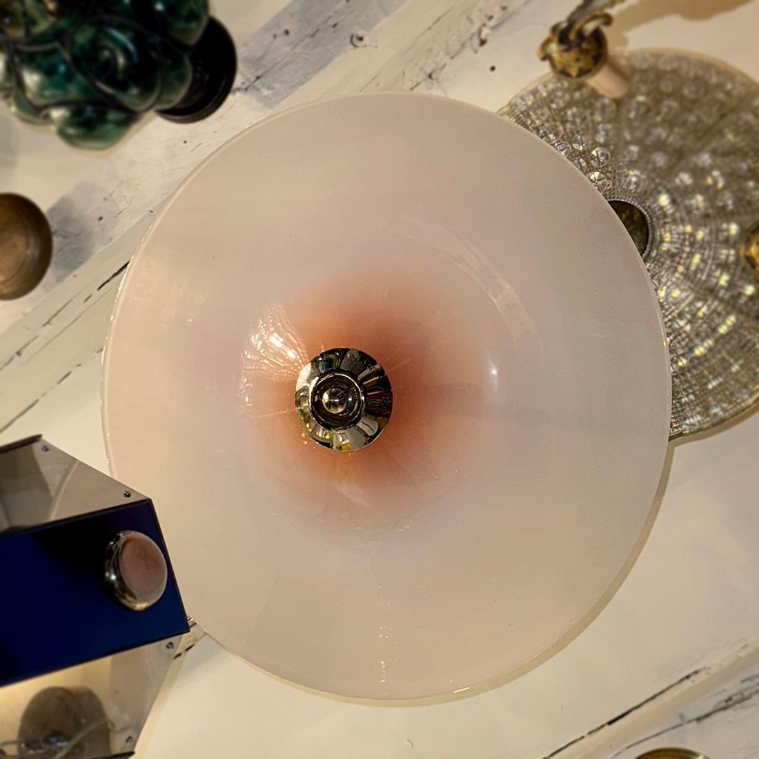 Lámpara colgante grande de cristal rosa italiano Italiano en venta