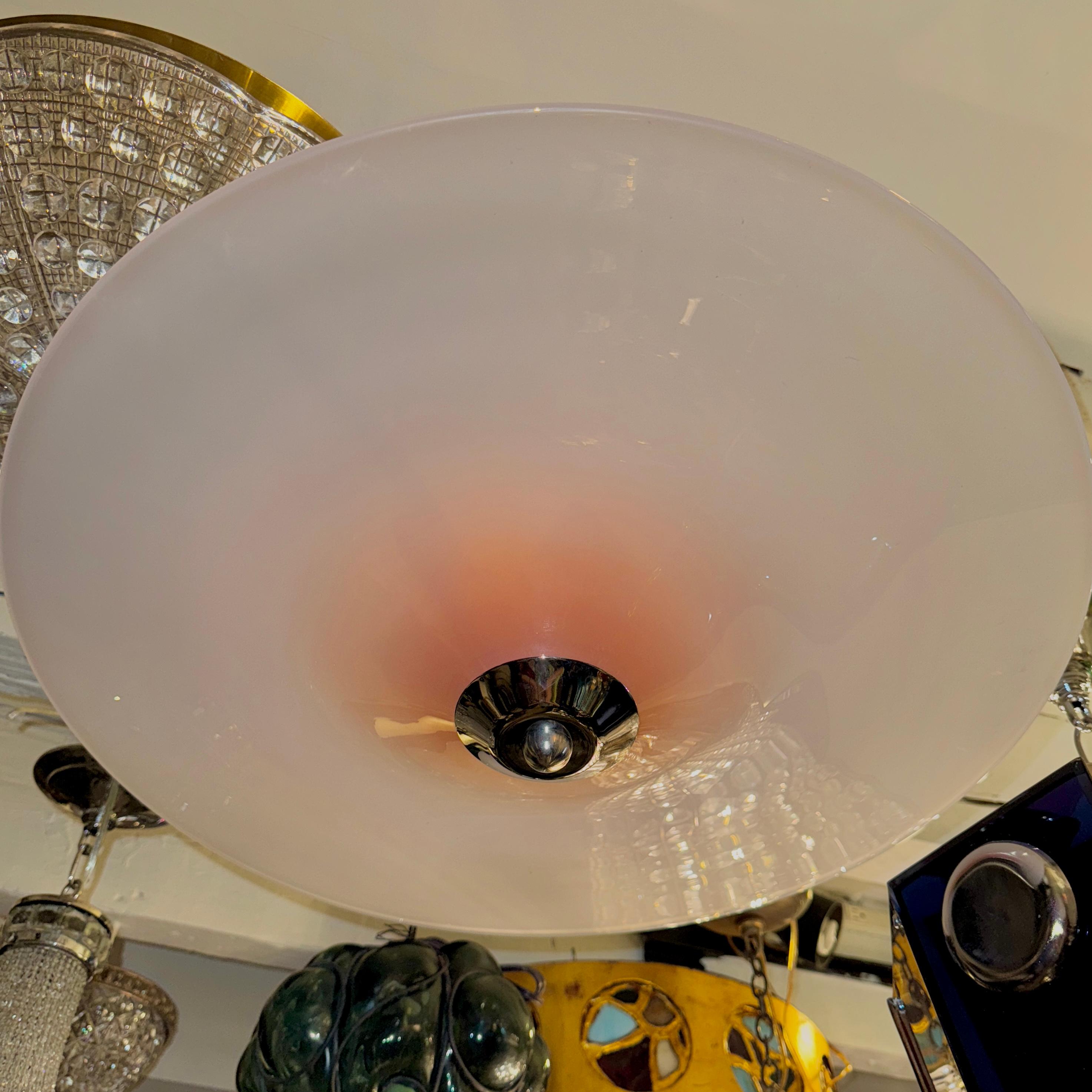 Lámpara colgante grande de cristal rosa italiano en Bueno estado para la venta en New York, NY