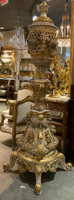 Large Italian Polychromed Carved Giltwood Torchiers