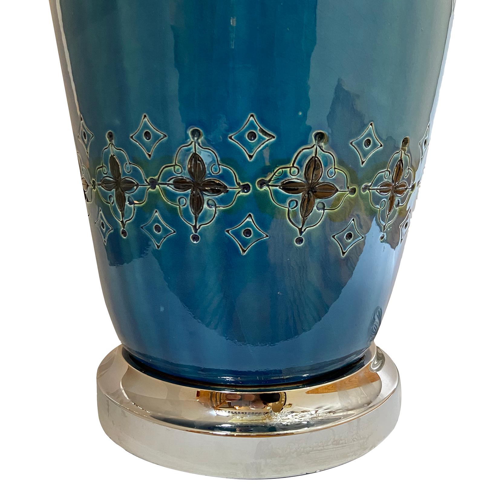 Mid-20th Century Large Italian Porcelain Lamp For Sale