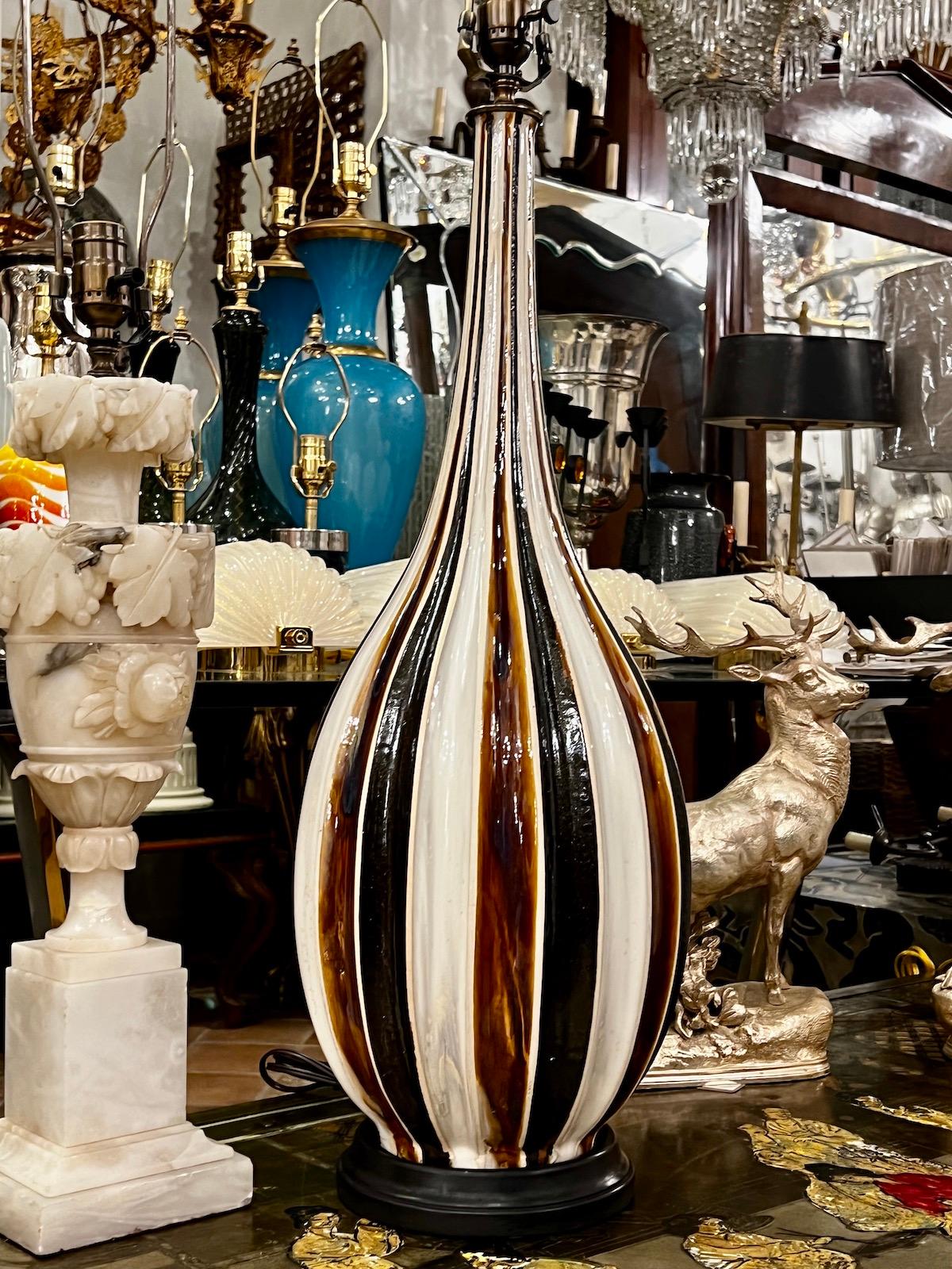 Large Italian Porcelain Lamp In Good Condition For Sale In New York, NY