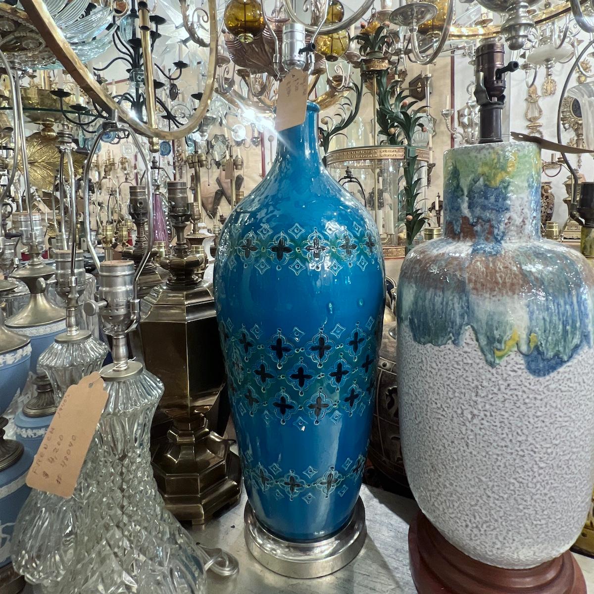 Large Italian Porcelain Lamp For Sale 1