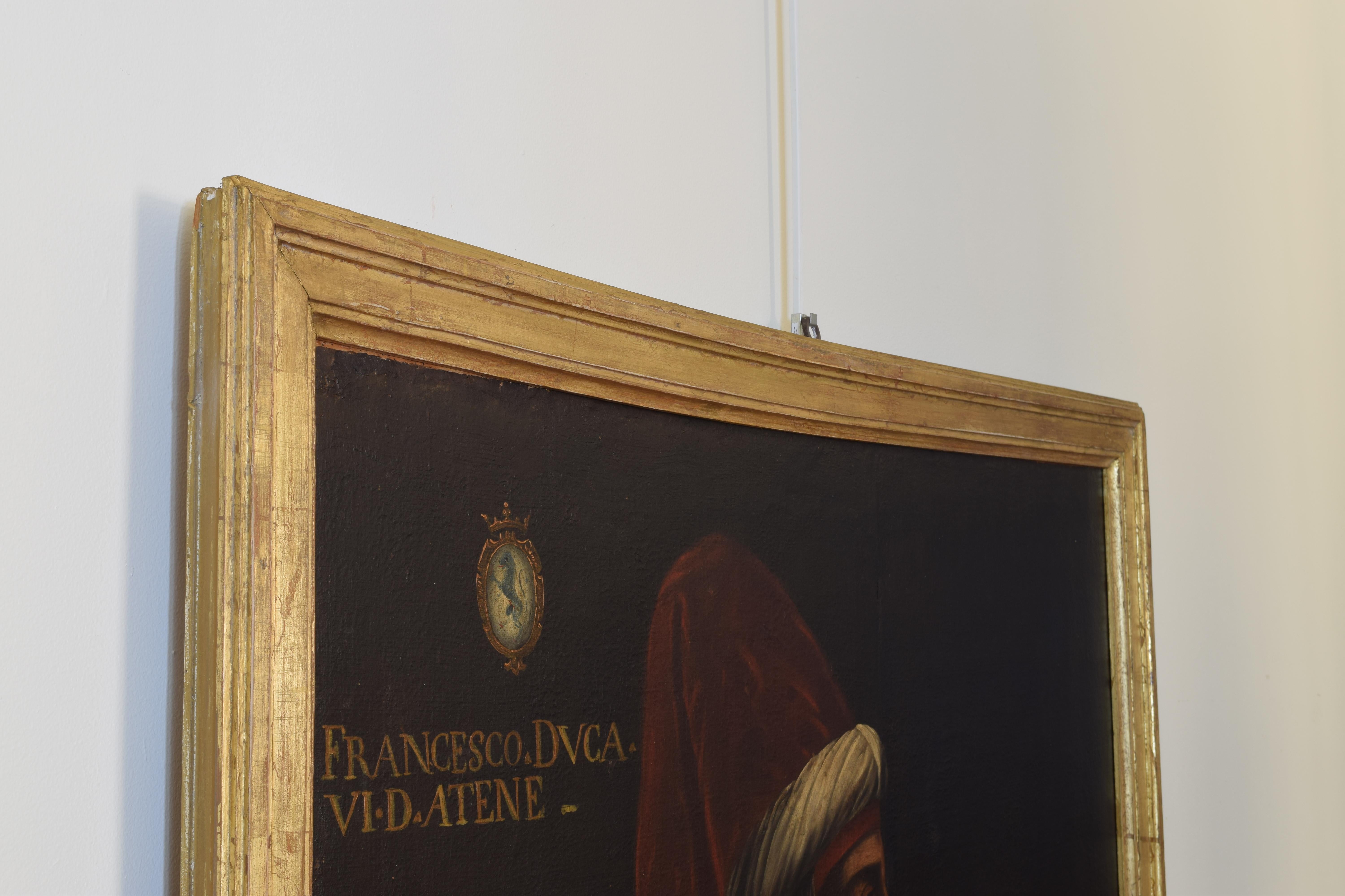 Large Italian Portrait, Oil on Canvas, Francesco VI Duca de Atene, 17th Century In Good Condition In Atlanta, GA