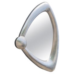 Large Italian Post Modern Silver Leaf Abstract Free Form Wall Mirror