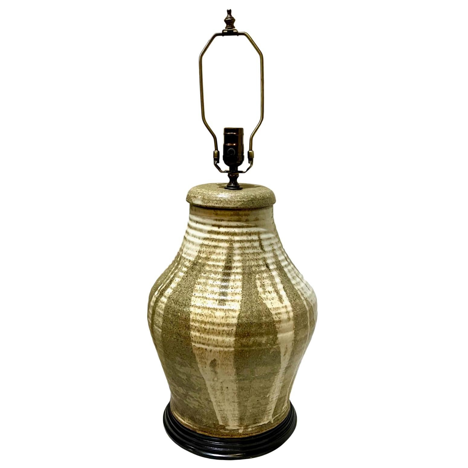 Large Italian Pottery Table Lamp For Sale