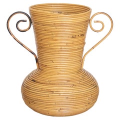 Large Italian Rattan Amphora Vase