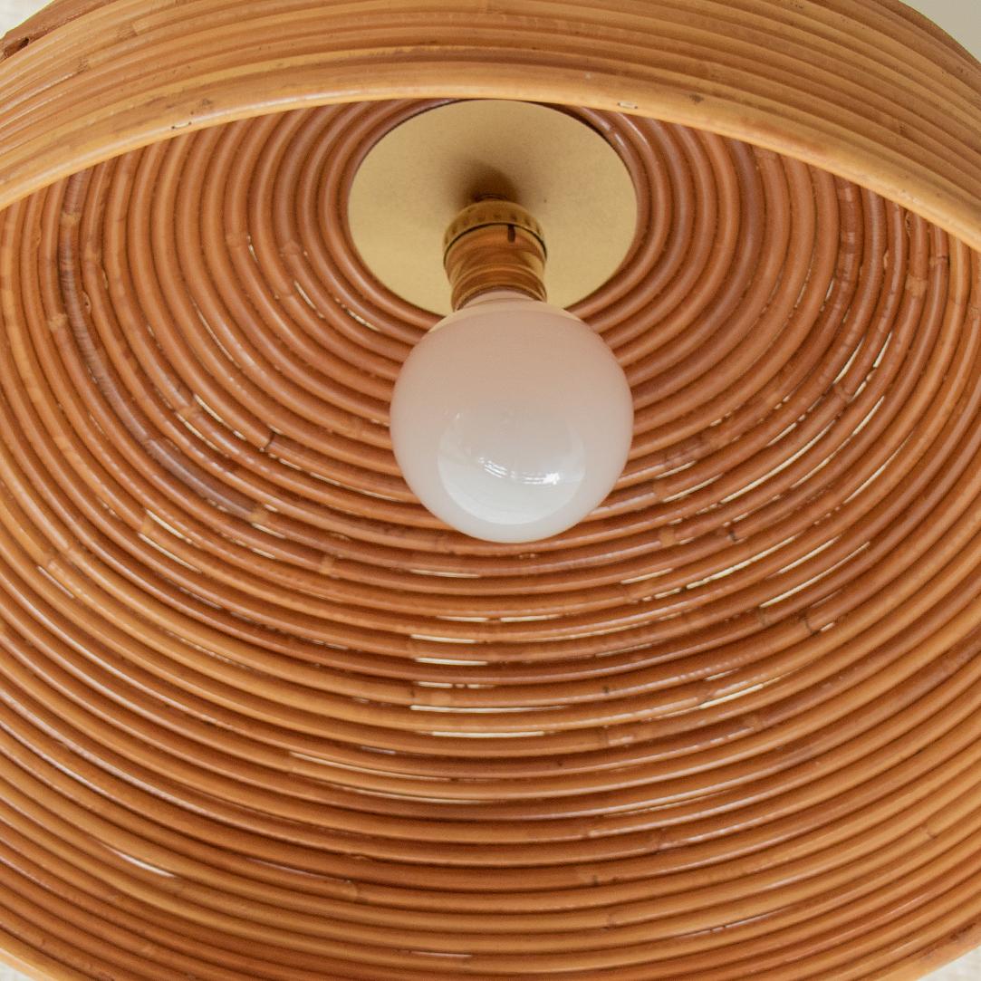 Large Italian Rattan Dome Pendant Light 1