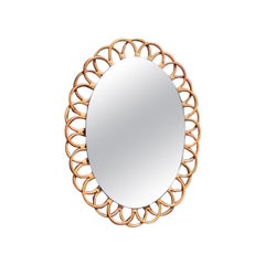 Large Italian Rattan Mirror bonacina