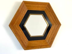 Large Italian Rattan Mirror