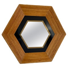 Large Italian Rattan Mirror