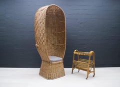 Grande poltrona da piscina o da spiaggia in rattan italiano, anni '70