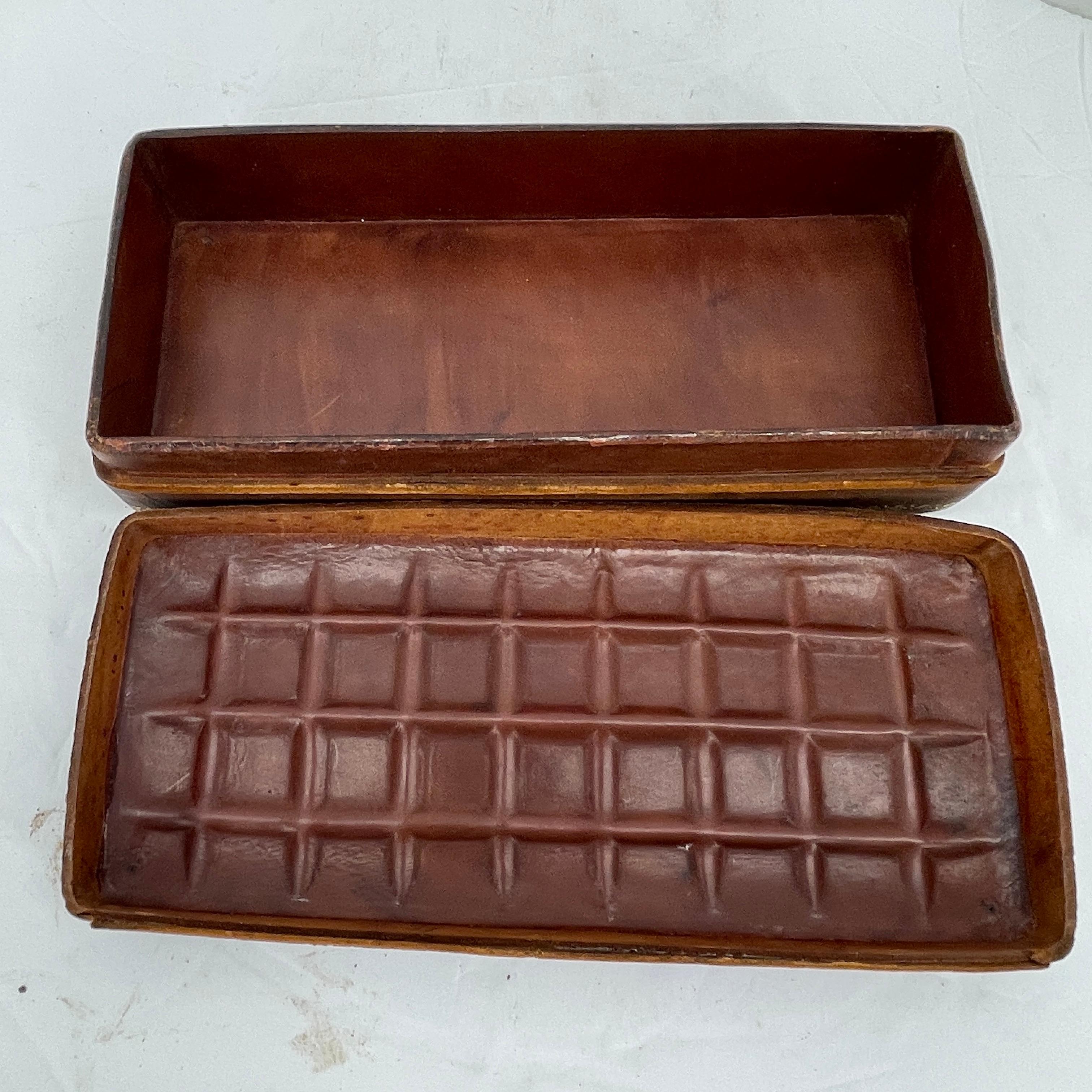 Large Italian Rectangular Red Leather Jewelry Box, Signed Antinori circa 1960s In Good Condition For Sale In Haddonfield, NJ