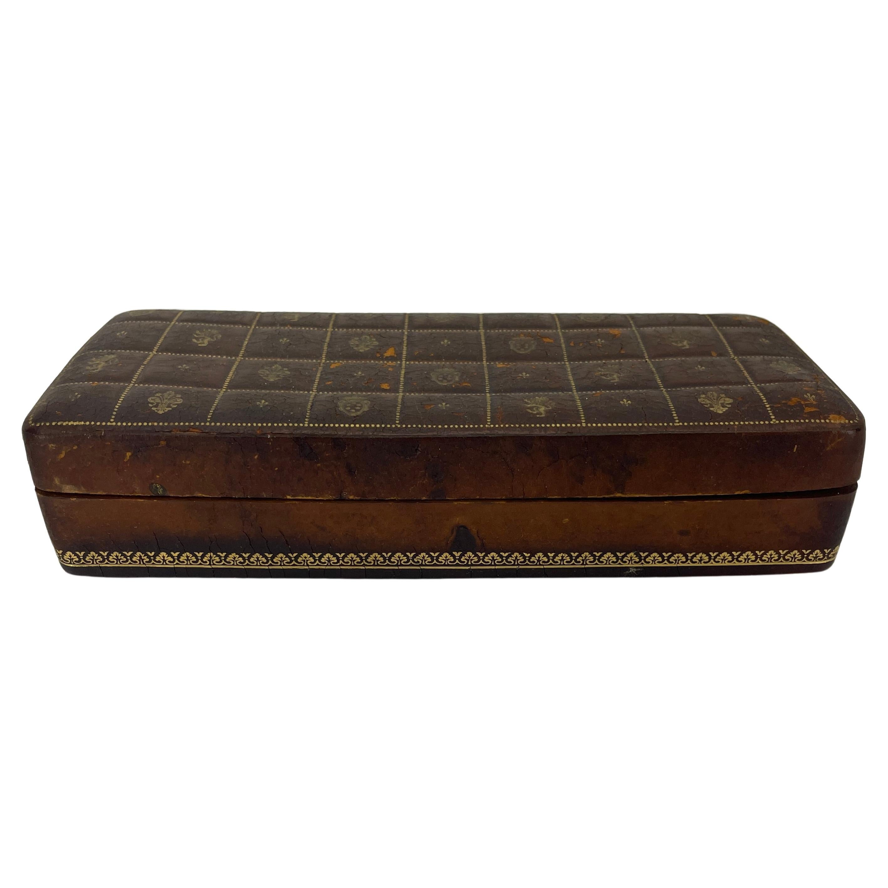 Large Italian Rectangular Red Leather Jewelry Box, Signed Antinori circa 1960s For Sale 1