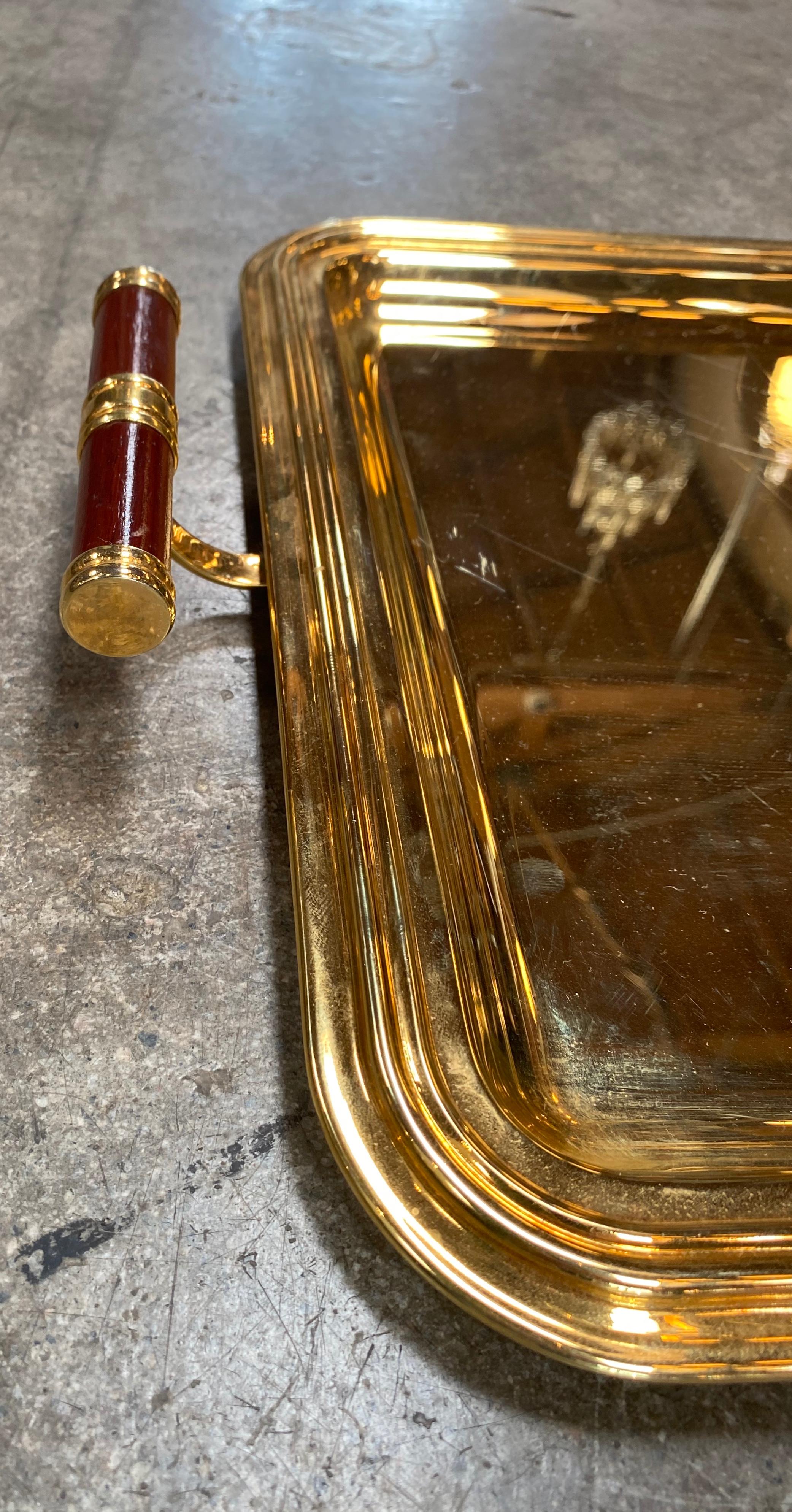 Late 20th Century Large Italian Rectangular Tray Gold Plated 24-Karat, 1970s