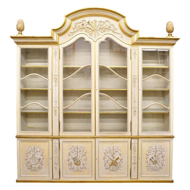 Large Italian Regency Cream And Gold, Cream Colored China Cabinets