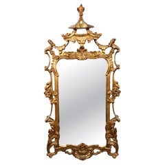 Large Italian Rococo Style Carved Giltwood Wall Mirror