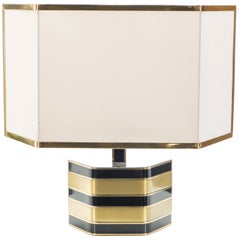 Used Large Italian Romeo Rega Brass and Black Table Lamp, 1970s