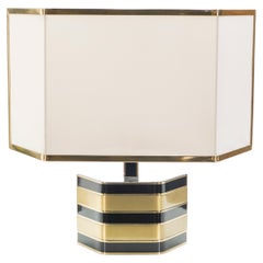 Large Italian Romeo Rega Brass and Black Table Lamp, 1970s