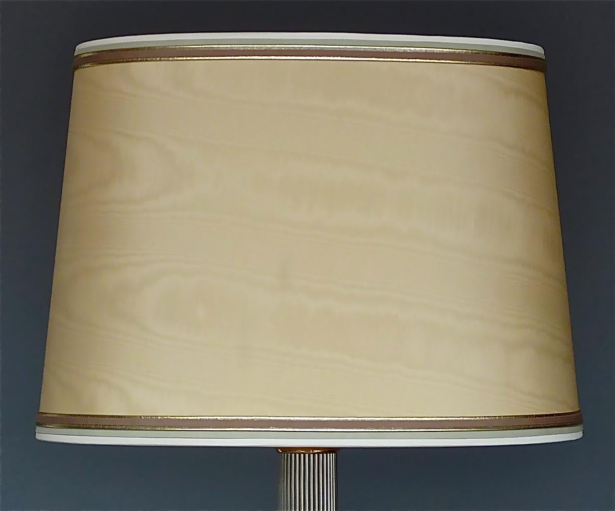 Large Italian Romeo Rega Jansen Style Column Table Lamp Gilt Brass Chrome, 1970s 5