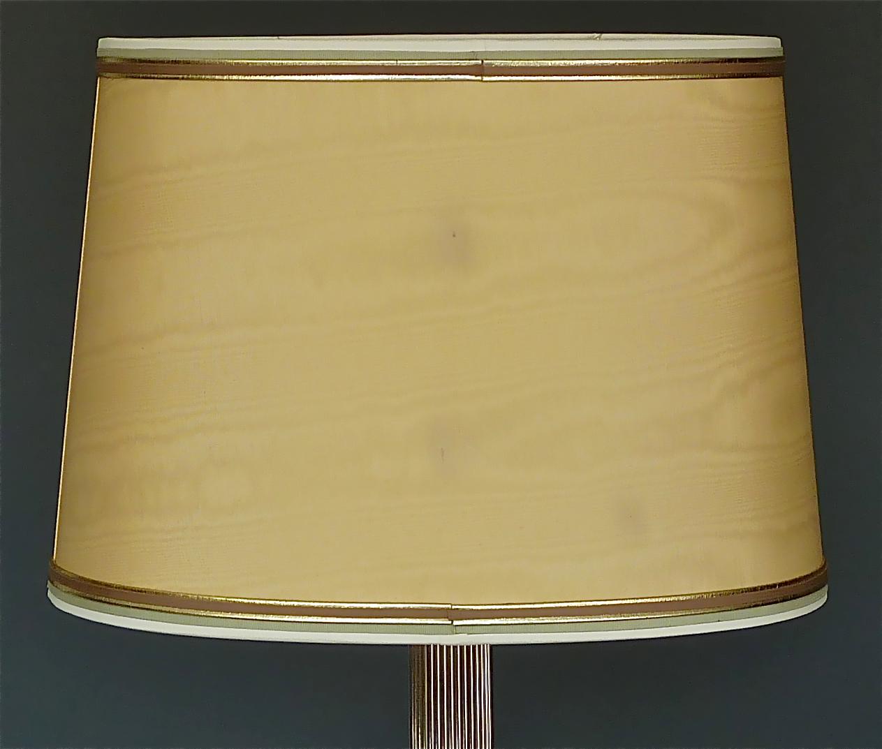 Large Italian Romeo Rega Jansen Style Column Table Lamp Gilt Brass Chrome, 1970s 8