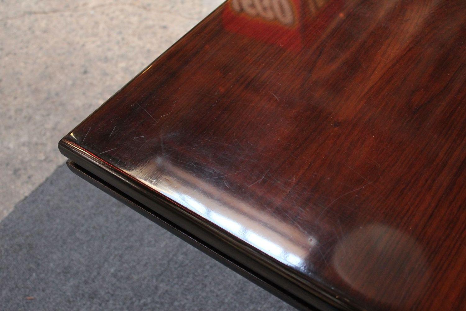 Großer italienischer Konferenztisch/Schreibtisch aus Palisanderholz und Leder von Hans Von Klier im Angebot 6